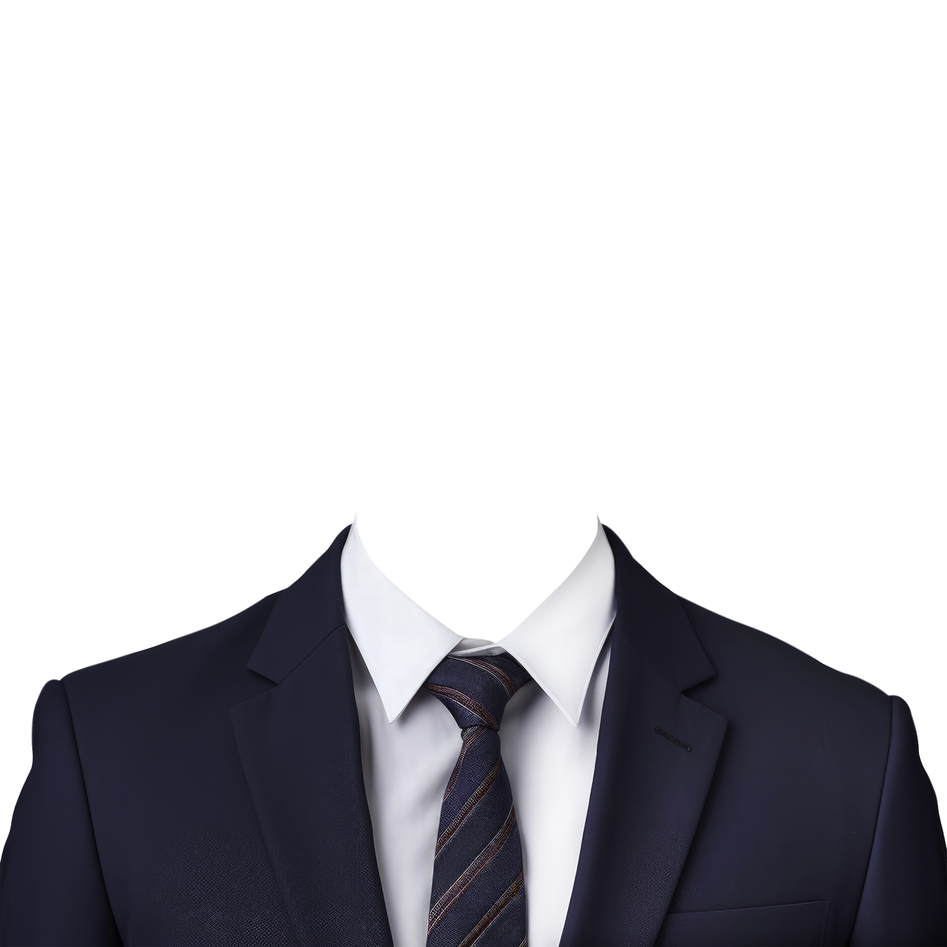 Un costume avec chemise blanche, veste et cravate noire.