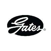 Gates-Logo: Schwarzes Oval mit weissem, kursivem Schriftzug „Gates“. Symbol für eingetragene Warenzeichen.