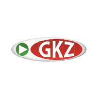 Ovales Logo mit grünem Wiedergabesymbol, rotem Zentrum mit der Aufschrift „GKZ“ in weisser Schrift.