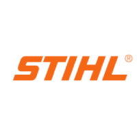 STIHL-Logo in orangefarbener Schrift auf weissem Hintergrund.