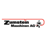 Zumstein Maschinen AG logo: text in black, red line, Swiss flag, and cartoon man.