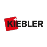 KiEBLER-Logo mit rotem Quadrat und weissem Kreuz.