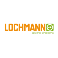 Logo von Lochmann Alpine Trailers: Oranger Schriftzug „LOCHMANN“ mit einem grünen Quadrat, das ein Berg-Symbol und die Worte „Alpine Trailers“ enthält.