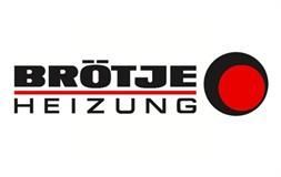 Ein Logo für eine Firma namens Brotje Heizung mit einem roten Kreis in der Mitte.