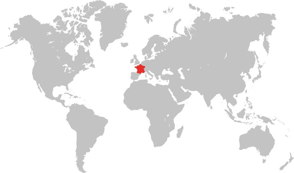 Carte du monde avec la France mise en avant