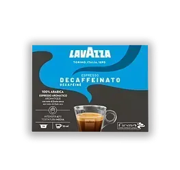 Una caja de cápsulas de espresso descafeinado Lavazza