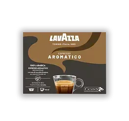 Una caja de cápsulas de café lavazza espresso aromático.