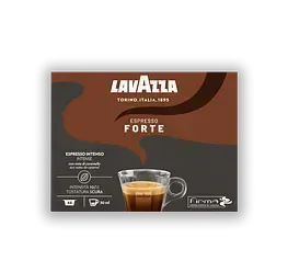 Una caja de cápsulas de café lavazza espresso forte.