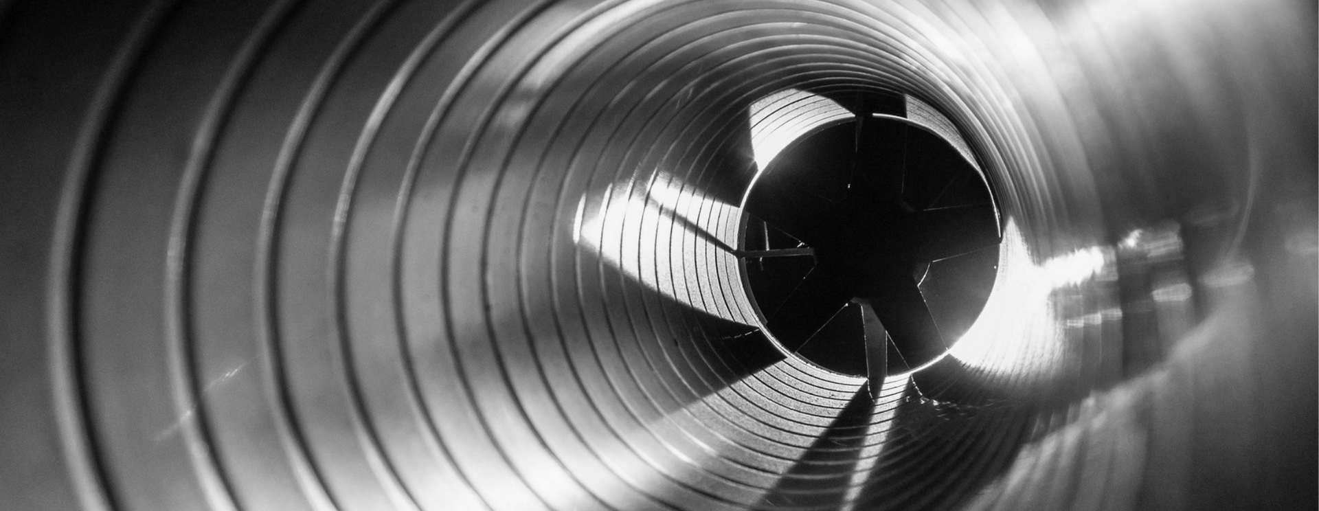 Un système de ventilation vu de l'intérieur.