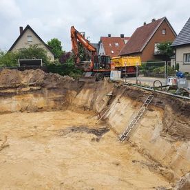 Steinkamp Baumaschinenverleih und Erdarbeiten Sandgrube und Baufahrzeuge