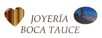 Un logotipo para joyería boca tauce con un corazón y montañas al fondo.
