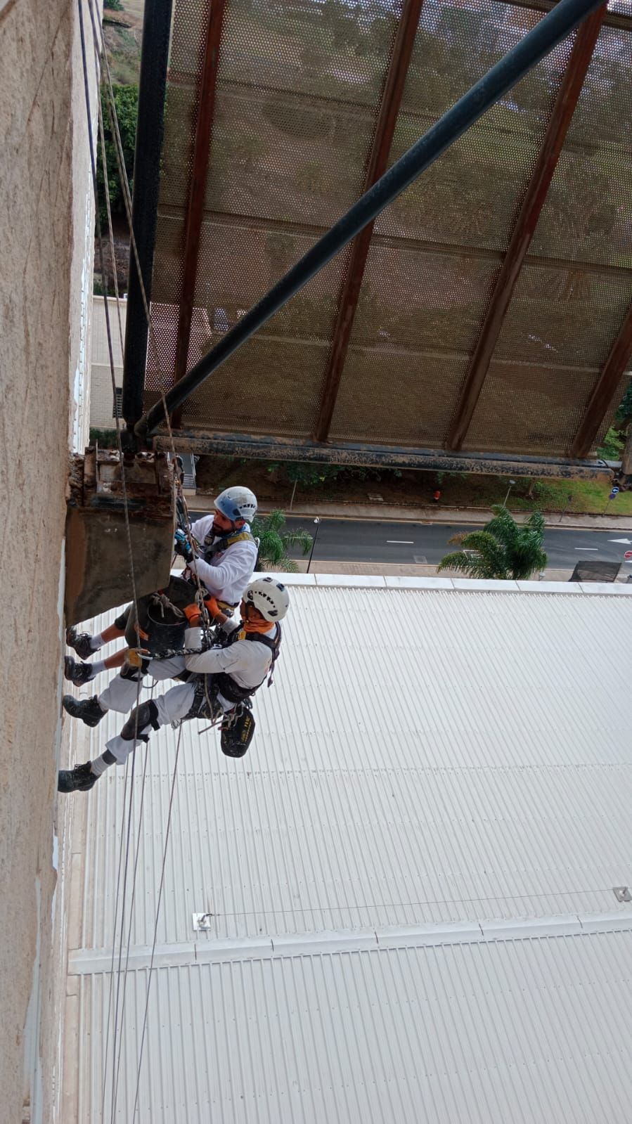 Un grupo de personas está subiendo a un edificio.