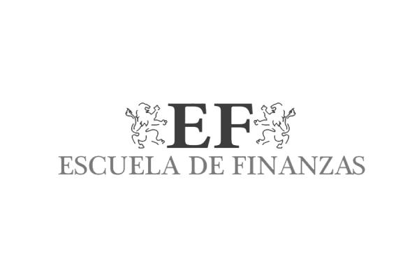 Logo de EF Escuela de Finanzas en texto gris sobre fondo blanco