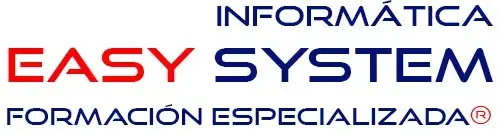 Logo de Easy System Formación Especializada en rojo y azul sobre fondo blanco.