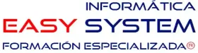 Logo de Easy System Formaci&oacute;n Especializada en rojo y azul sobre fondo blanco.