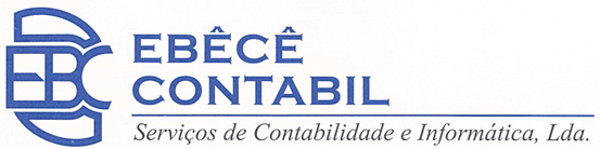 EB&C Cont&aacute;bil logo in blue, with the tagline &ldquo;Servi&ccedil;os de Contabilidade e Inform&aacute;tica, Ltda.&rdquo;