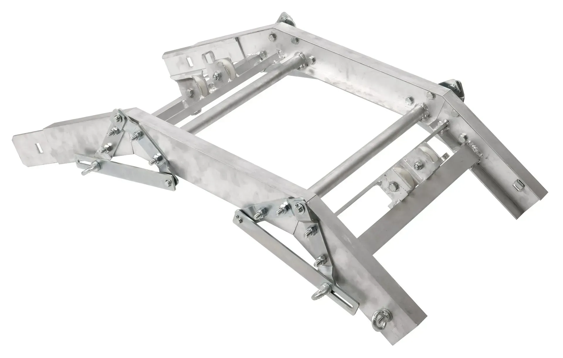 Cric d'échelle en métal argenté utilisé pour la construction.