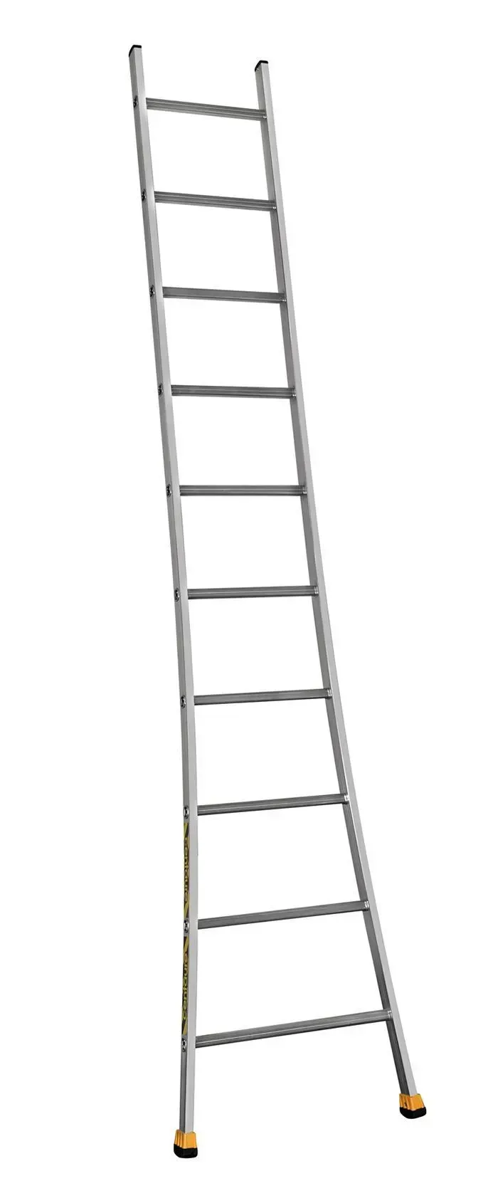 Échelle en aluminium appuyée contre une surface invisible.