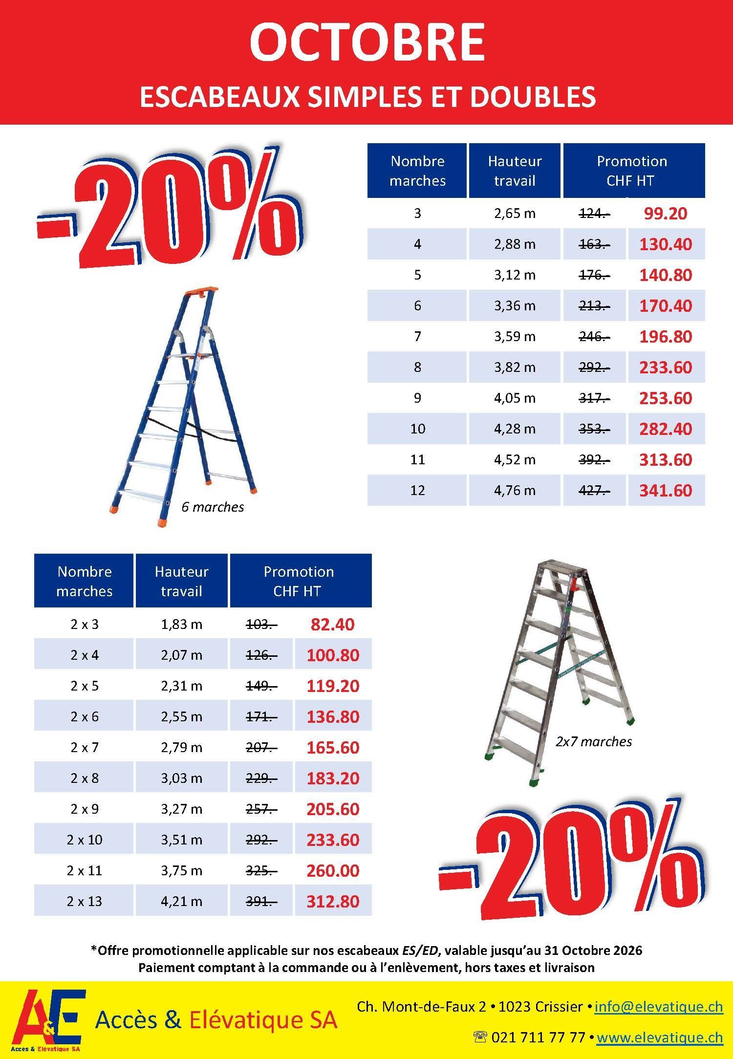 Flyer promotionnel escabeaux simples et doubles 