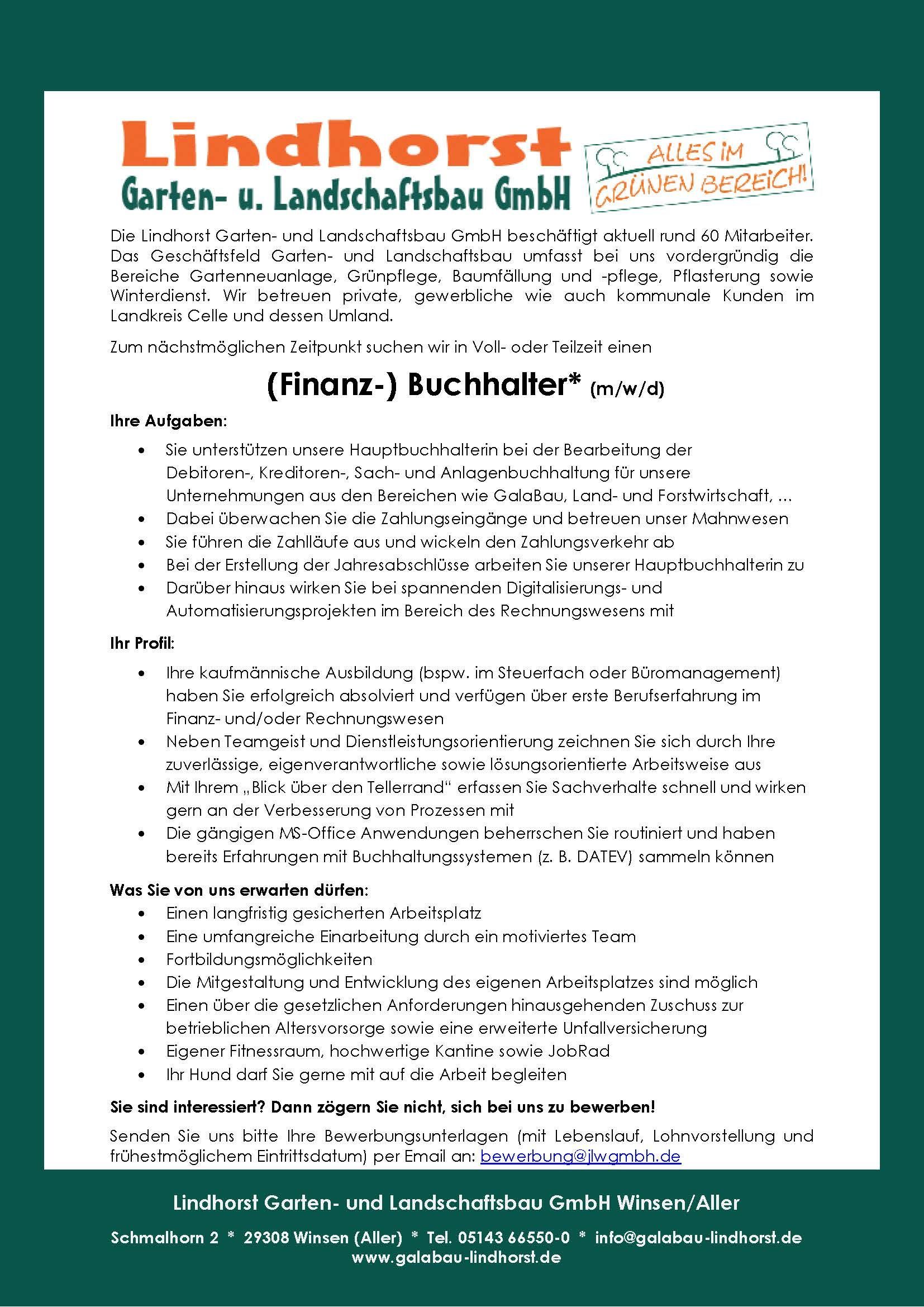 Stellenanzeige: (Finanz-) Buchhalter (m/w/d)