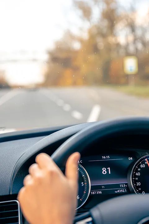 Una persona conduce un automóvil por una autopista y la velocidad es 81.