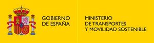 Spanish government logo: Coat of arms on yellow background, text