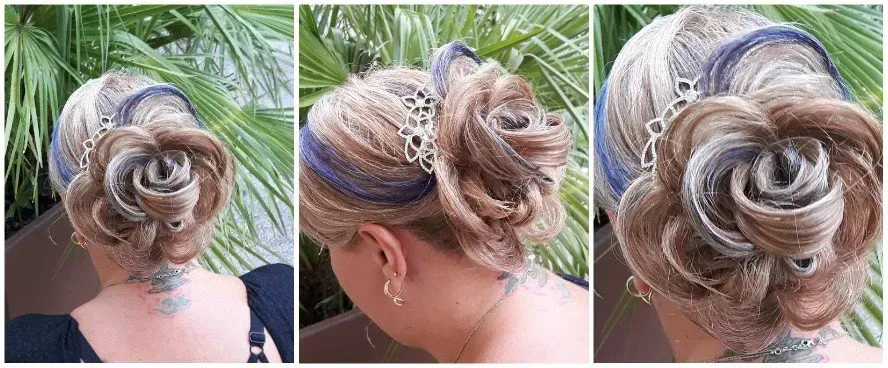 3 photos chignon mariée