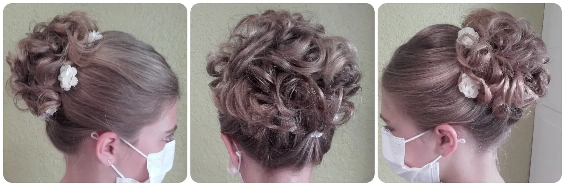 3 photos fille avec chignon pour mariage