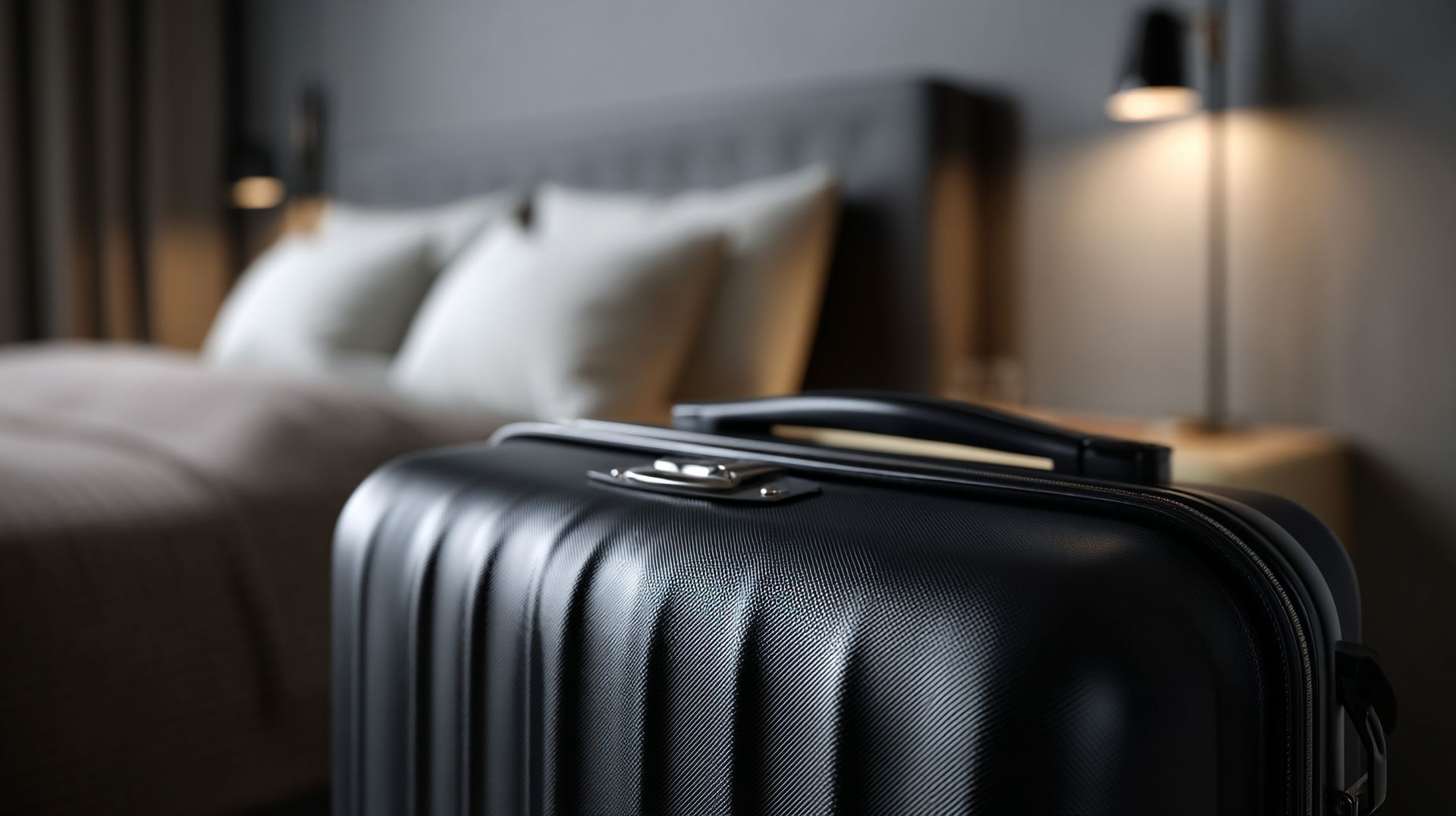 Valise devant un lit