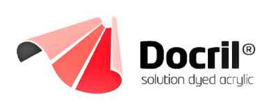 Un logotipo rojo y negro para una empresa llamada solución acrílica teñida docril.