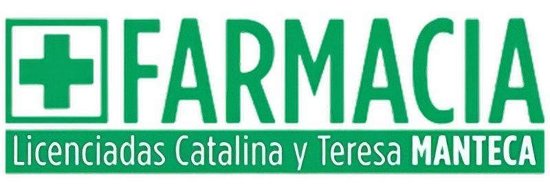 Logotipo de farmacia verde y blanco con el símbolo de una cruz y el texto "FARMACIA".