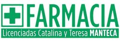 Logotipo de farmacia verde y blanco con el símbolo de una cruz y el texto "FARMACIA".