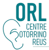 Logotipo para ORL Centro Otorrino Reus: texto verde azulado y contorno de oreja.
