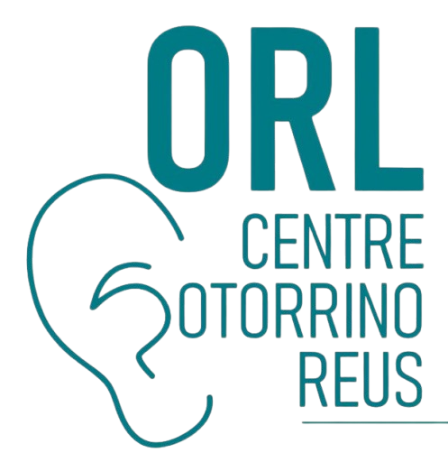 Logotipo para ORL Centro Otorrino Reus: texto verde azulado y contorno de oreja.