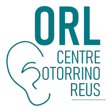 Logotipo para ORL Centro Otorrino Reus: texto verde azulado y contorno de oreja.