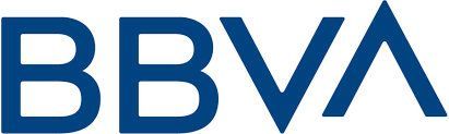 Logotipo de BBVA en letras azules sobre fondo blanco