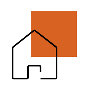 Pictogramme minimaliste d'une maison représentant un atelier