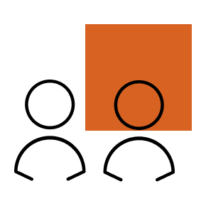Pictogramme minimaliste avec deux silhouette représentant une entreprise familiale qui a de l'expérience