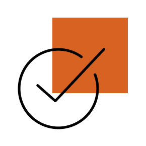 Pictogramme minimaliste d'un cercle avec une coche représentant l'expertise et le professionnalisme