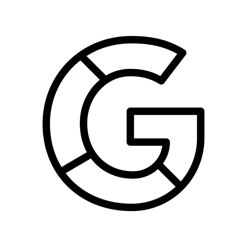 Logotipo de Google G en contorno negro.