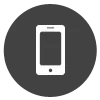 Un icono de teléfono celular en un círculo sobre un fondo blanco.