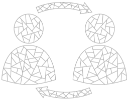 Deux silhouettes avec des flèches.