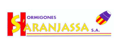 Un logotipo para Ormigones Aranjassa SA con un barril morado.