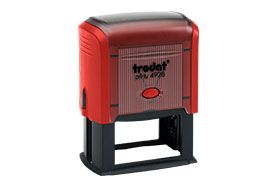 Carimbo autoentintado Trodat vermelho e preto, pronto para imprimir.