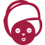 Un icono rojo de una persona que usa auriculares.