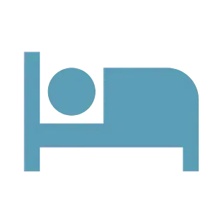 Un icono azul de una persona acostada en una cama.