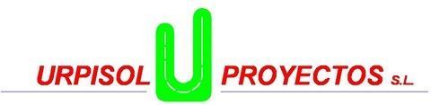 El logotipo de urpisol proyectos sl es verde y rojo.