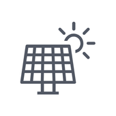 Un panel solar con el sol brillando sobre él.