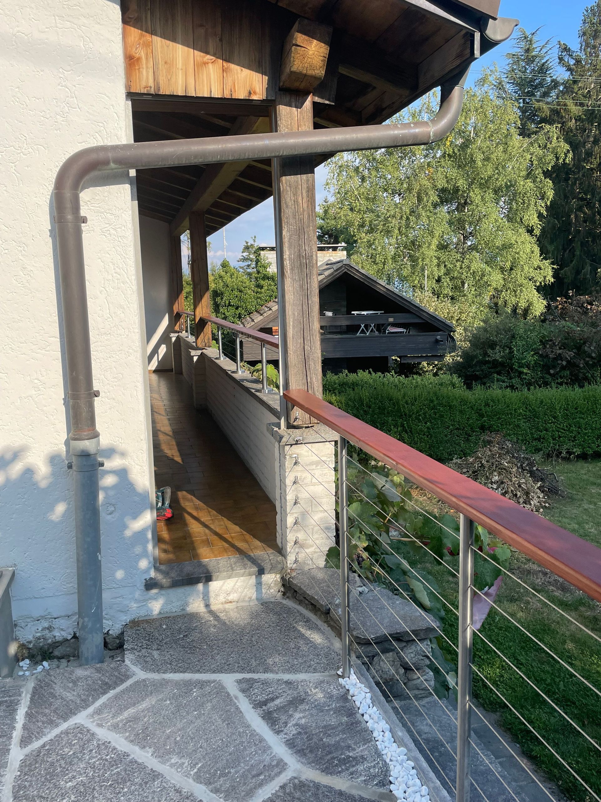 Granit boden geländer inox/holz Mosaico granito parapetto inox/ Larice