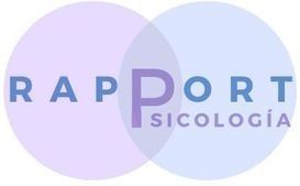 El logotipo de la psicología del rapport es morado y azul.